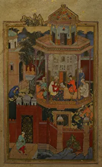 Hindus Prints: Miniature depicting a courtly scene, 16th-17th centuries
