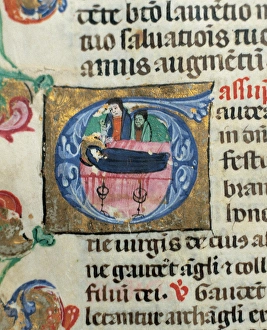 Miniature depicting the Dormition of the Virgin. Missale Dom Miniature depicting the Dormition of the Virgin. Missale Dom