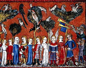 13th Prints: Miniature depicting Men and women dancing holding hands. Le