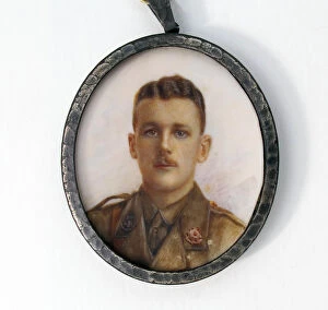 Images Dated 26th September 2012: Miniature watercolour on ivory - WWI Officer