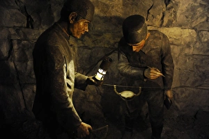 Images Dated 2nd January 2013: Mining. Surveying by the mines compass. Diorama