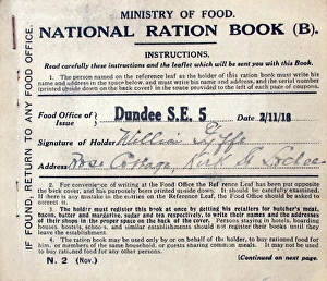 Images Dated 7th February 2013: A Ministry of Food National Ration Book - WWI