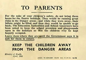 Ministry of Health leaflet, To Parents, WW2