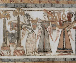 Agia Collection: Minoan Art. The Hagia Triada Sarcophagus. Painted with scene