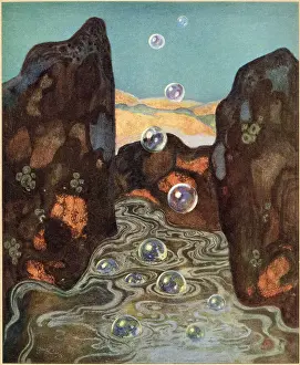 It was the miraculous bubbles. Illustration by Edmund Dulac to The Dreamer of Dreams by Queen Marie of Roumania. Date: 1915