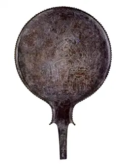 Mirror. 2nd c. BC. Carved drawing depicting a