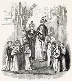 MIRZA MUHAMMAD SIRAJ-UD-DAULA NAWAB OF BENGAL (1732? - 1757) with his ten sons Date: 18th Century
