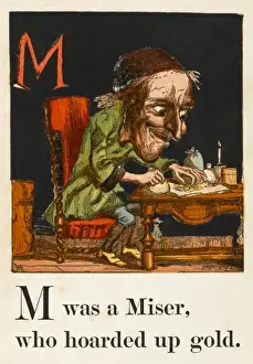 Counting Prints: Miser Counts his Money