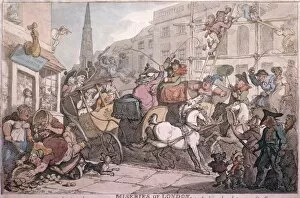Kicking Gallery: Miseries of London by Rowlandson