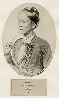Mishmi Hii Tribe, Assam. Woman with pipe