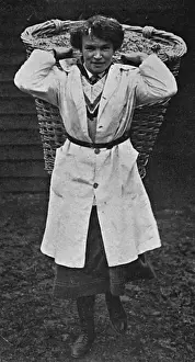Hockey Prints: Miss Gowing the hockey player as farm labourer, WW1