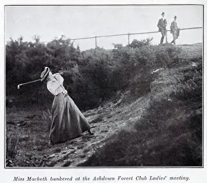 Shot Prints: Miss Macbeth playing a shot out of a bunker at the Ashdown Forest Club Ladies Meeting