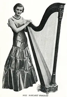 Miss Margaret Whigham with her harp