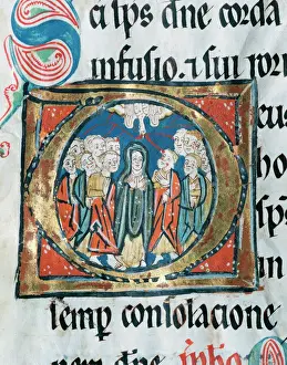12th Prints: Missal Vetus Oxemense. Drop cap depicting The Pentecost. 12t
