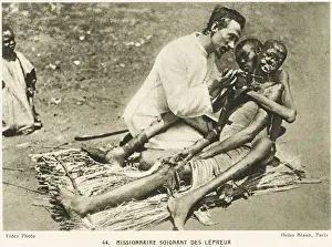 Mission Prints: Missionary treating victims of leprosy, Mozambique