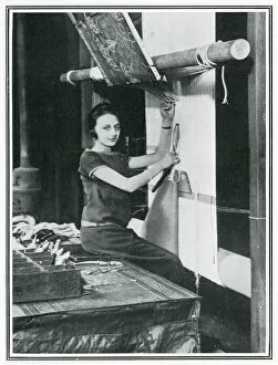 Mlle. Loger, first girl to enter world-famous Gobelin works