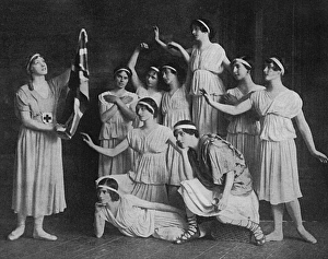 Images Dated 26th September 2016: Mme. Karina & pupils in patriotic dance tableau, WW1