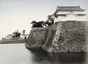 The moat, Osaka Castle, Japan, c. 1880 s