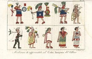Codex Collection: Moctezuma II and other Aztec figures depicted