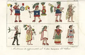 Moctezuma II and other Aztec figures depicted