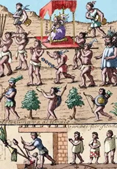 Maiden Prints: Moctezuma II goes to the temple surrounded by virgin maidens