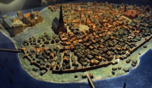 Images Dated 11th July 2015: Model of the city of Stockholm in the late Middle Ages
