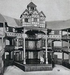 Shakespearian Prints: A model of the Globe Theatre, created by John Cranford Adams (1903-1986). Date: 1954