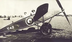 Model RAF aircraft on the beach - Southern England