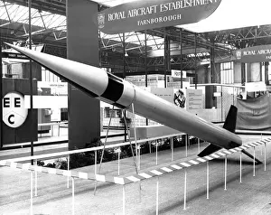 A model of the Skylark sounding rocket on display
