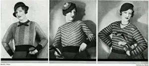 Waists Prints: Model wearing fashionable stripes 1933
