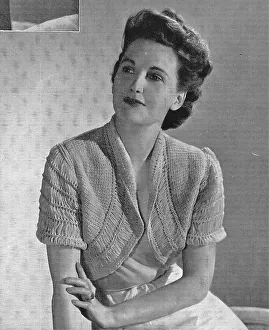Bolero Prints: Model wearing a knitted bolero jacket. Date: 1940