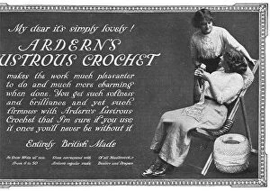 Lovely Collection: Two models discuss the simply lovely crochet yarn, an advert for Ardern's Lustrous Crochet Date
