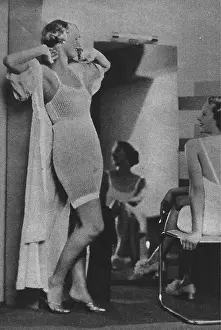 Models wearing fine knitted underear for evening wear Date: 1935