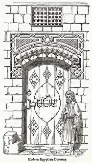 Texts Prints: Modern Egyptian doorway with writing in Arabic. Date: 1840