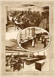 Ludlow Prints: Some of the modern linotype machines which set the type for The Daily Mail in Northcliffe House in Kensington London