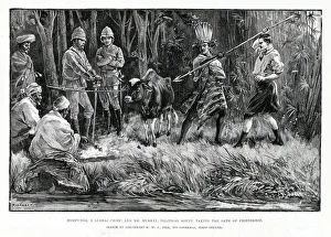 Oath Gallery: Mompunga, a Lushai chief, and Mr. Murray, political agent, taking the oath of friendship