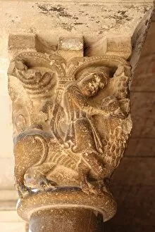 Images Dated 16th April 2006: Monastery of Sant Cugat. Capital depicting Samson slaying th