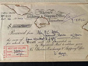 Stamp Prints: Money order with Titanic red rubber stamp