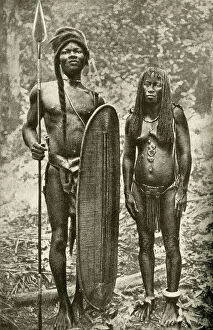 Images Dated 31st July 2018: Mongo tribesman and wife, Belgian Congo, Central Africa