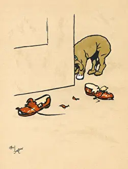 Emanuel Prints: Mongrel puppy ruins a pair of his masters shoes