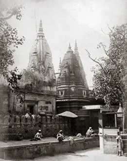 Monkey (Durga) Temple, Benares (Varanasi) India, circa 1890
