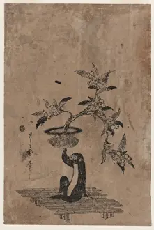 Potted Prints: Monkey holding a potted loquat