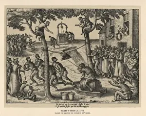 Tilting Prints: A monkey mounted on a barrel tilting at a basin