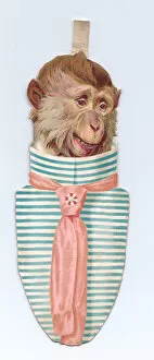 Images Dated 11th December 2015: Monkey in shirt and tie on a cutout greetings card
