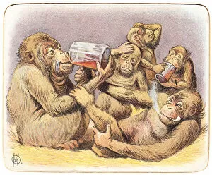 Images Dated 1st December 2015: Five monkeys on a Christmas card