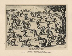 Croquet Gallery: Monkeys playing golf, skittles, hoops, croquet