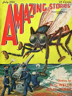Fiction Collection: Monster Tsetse Fly, Amazing Stories Scifi Magazine Cover
