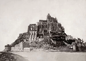 Michel Gallery: Mont St Michel, Normandy, prior to spire completion 1898