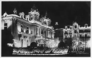 Monaco Prints: The Monte Carlo casino at night