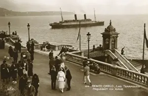 Terraces Prints: Monte Carlo. A ship in the harbour